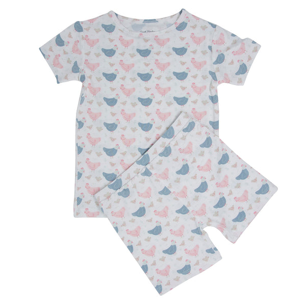 pink-farm-hens-bamboo-summer-pajama-set Sweet Bamboo - Sophia's StyleSummer Pajama-1